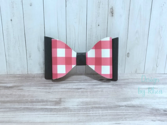 Brick Red Plaid Faux Leather Hair Bow Collection