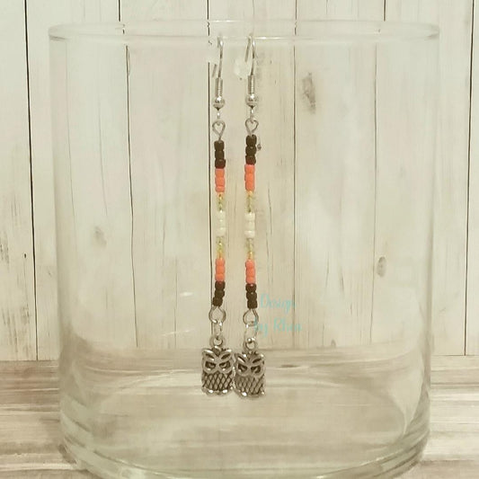 Owl Beaded Drop Earrings