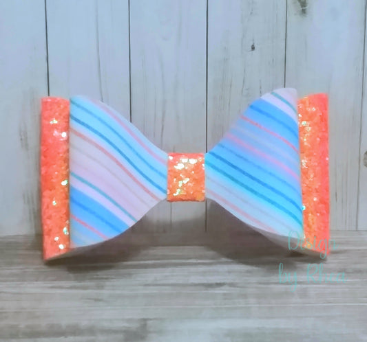 Citrus Rainbow Faux Leather Hair Bow