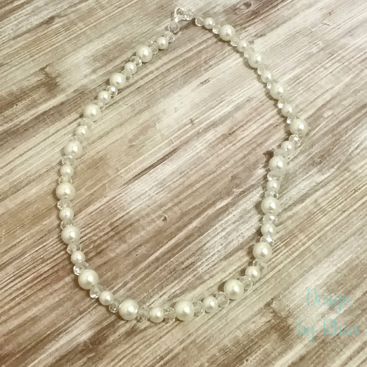 Crystal Pearl Necklace and Earring Set
