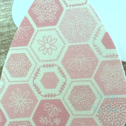 Pink Floral Honeycomb Faux Leather Hair Bow