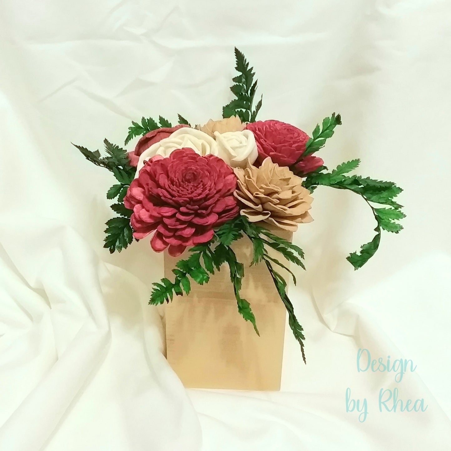 Raspberry Sands Wood Flower Centerpiece