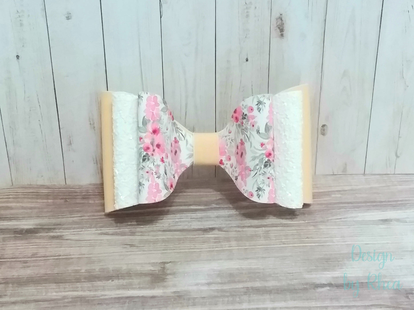 Sparkle Spring Floral Bouquet Faux Leather Hair Bow