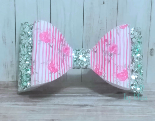 Stormy Gardens Faux Leather Hair Bow