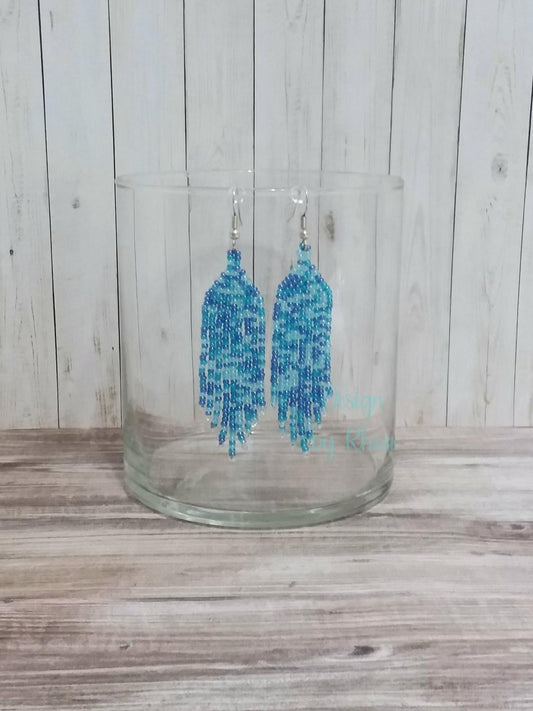 Blue Hues Beaded Fringe Earrings