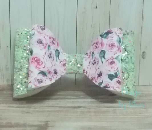 Violet Roses Faux Leather Hair Bow