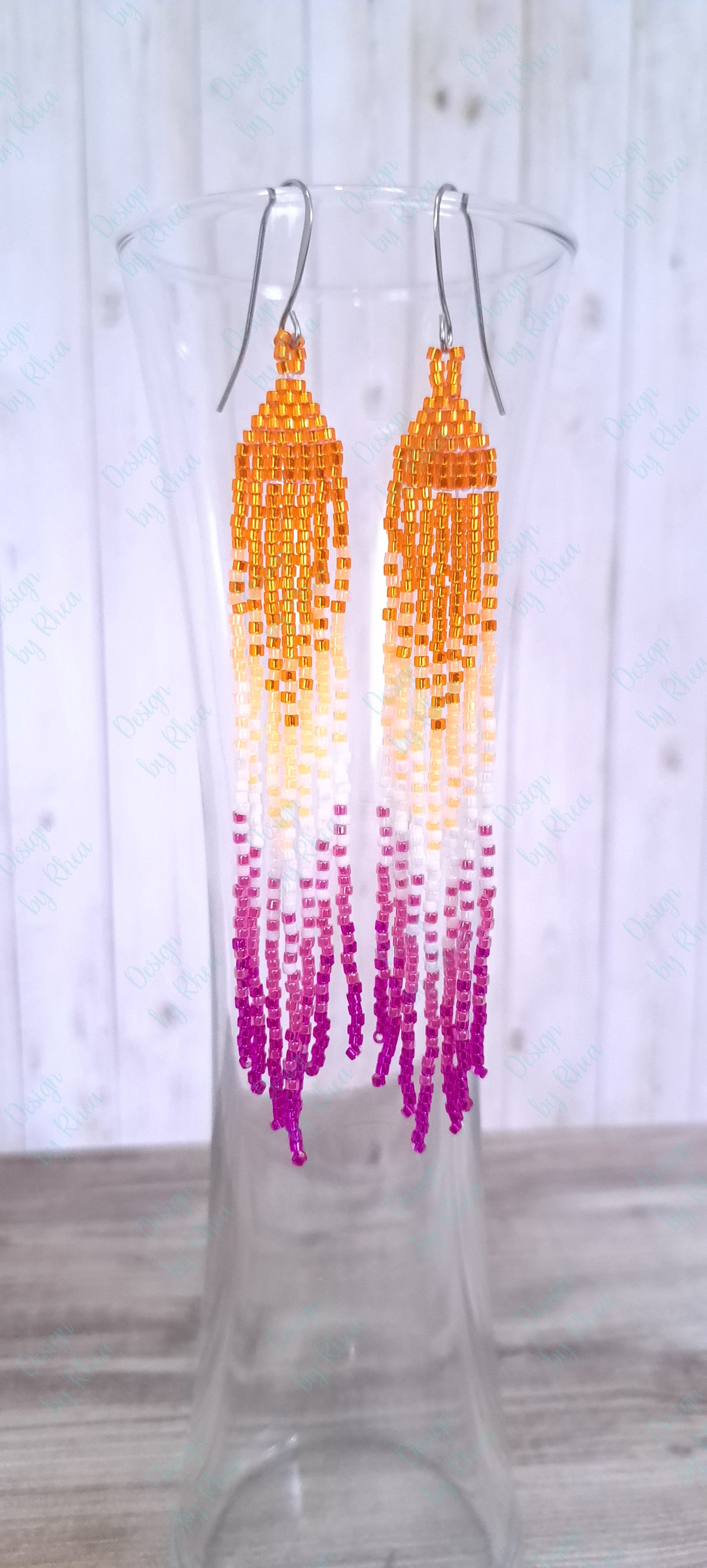 Pride Flag Beaded Fringe Earrings