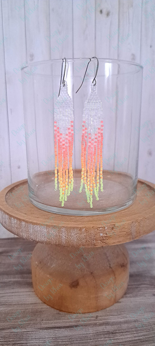 Summer Neon Beaded Fringe Earrings