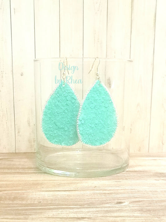 Beaded Faux Leather Teardrop Earrings