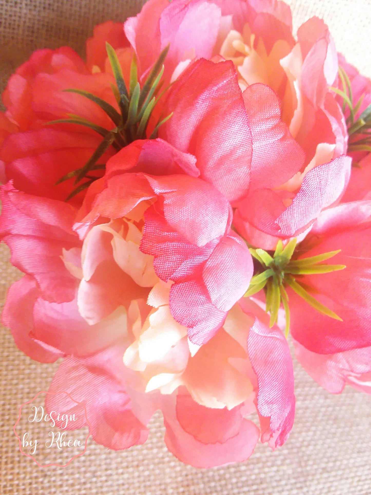 Faux Flower Peony Mini Vase Arrangement