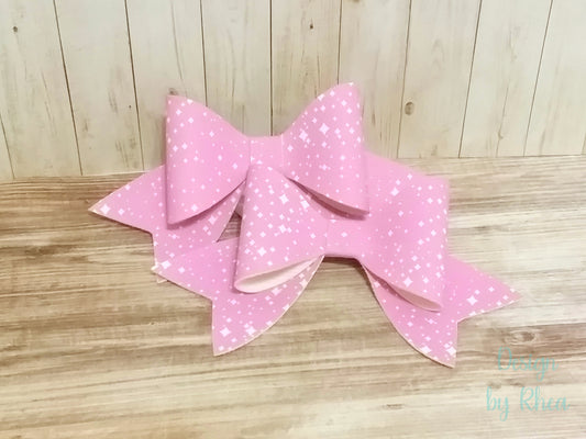 2 Piece Lilac Stars Faux Leather Hair Bows