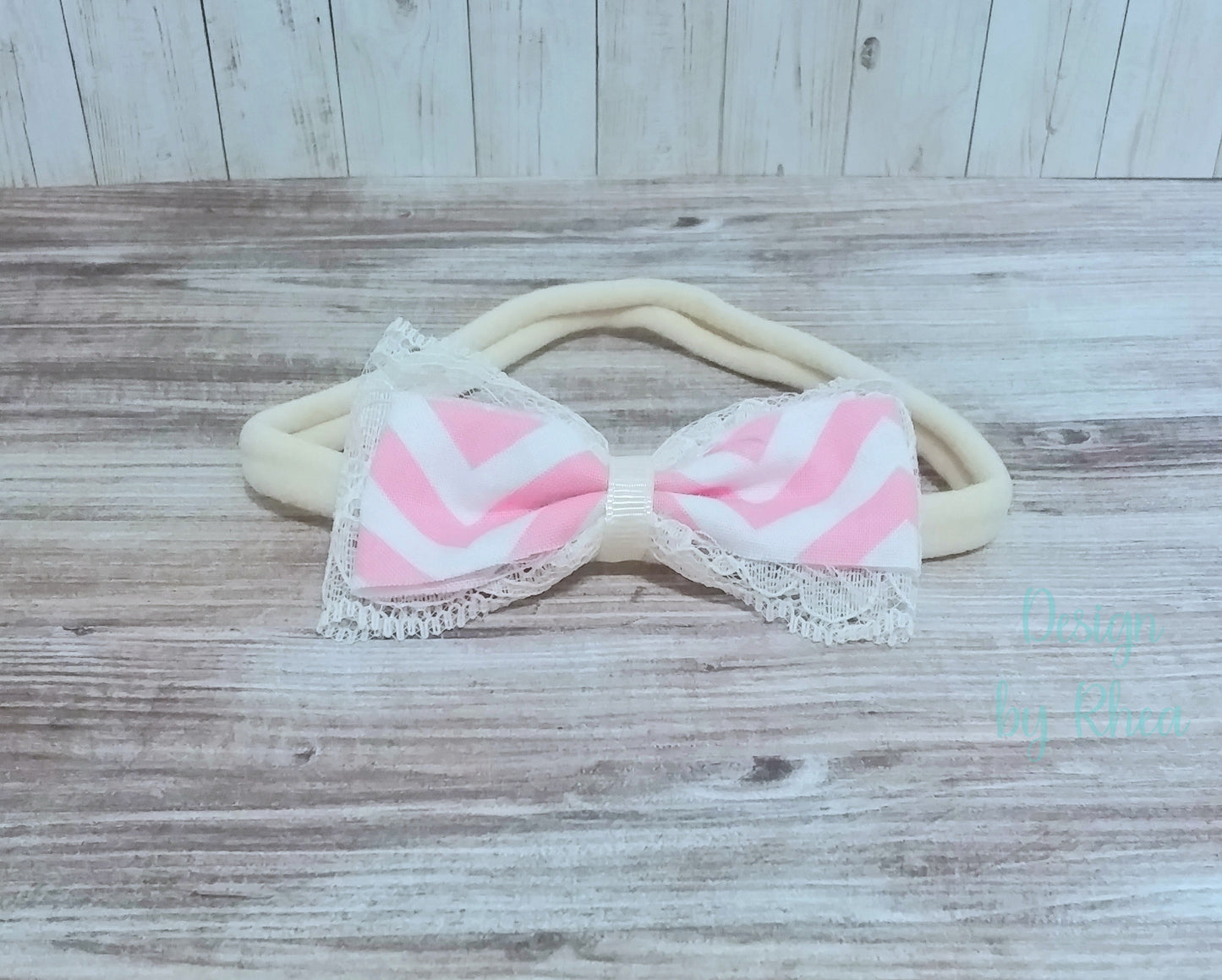 2 Piece Shabby Pink Chevron Headband Set
