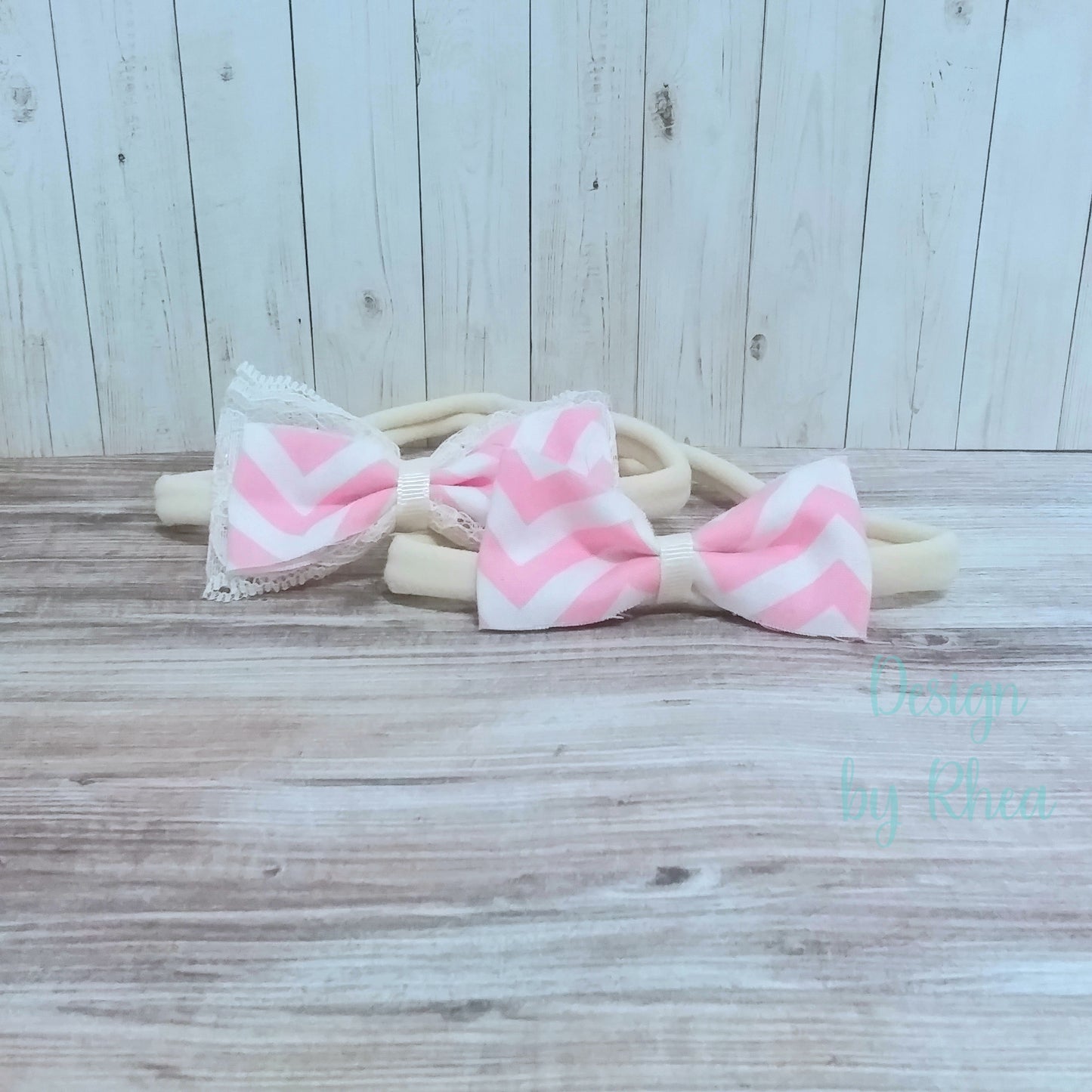 2 Piece Shabby Pink Chevron Headband Set