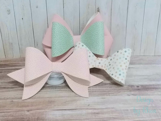 3 pc. Spotted Spring Faux Leather Hair Bow Set