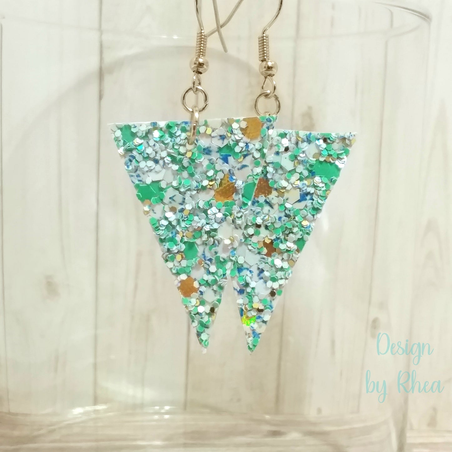 Chunky Glitter Triangle Drop Earrings