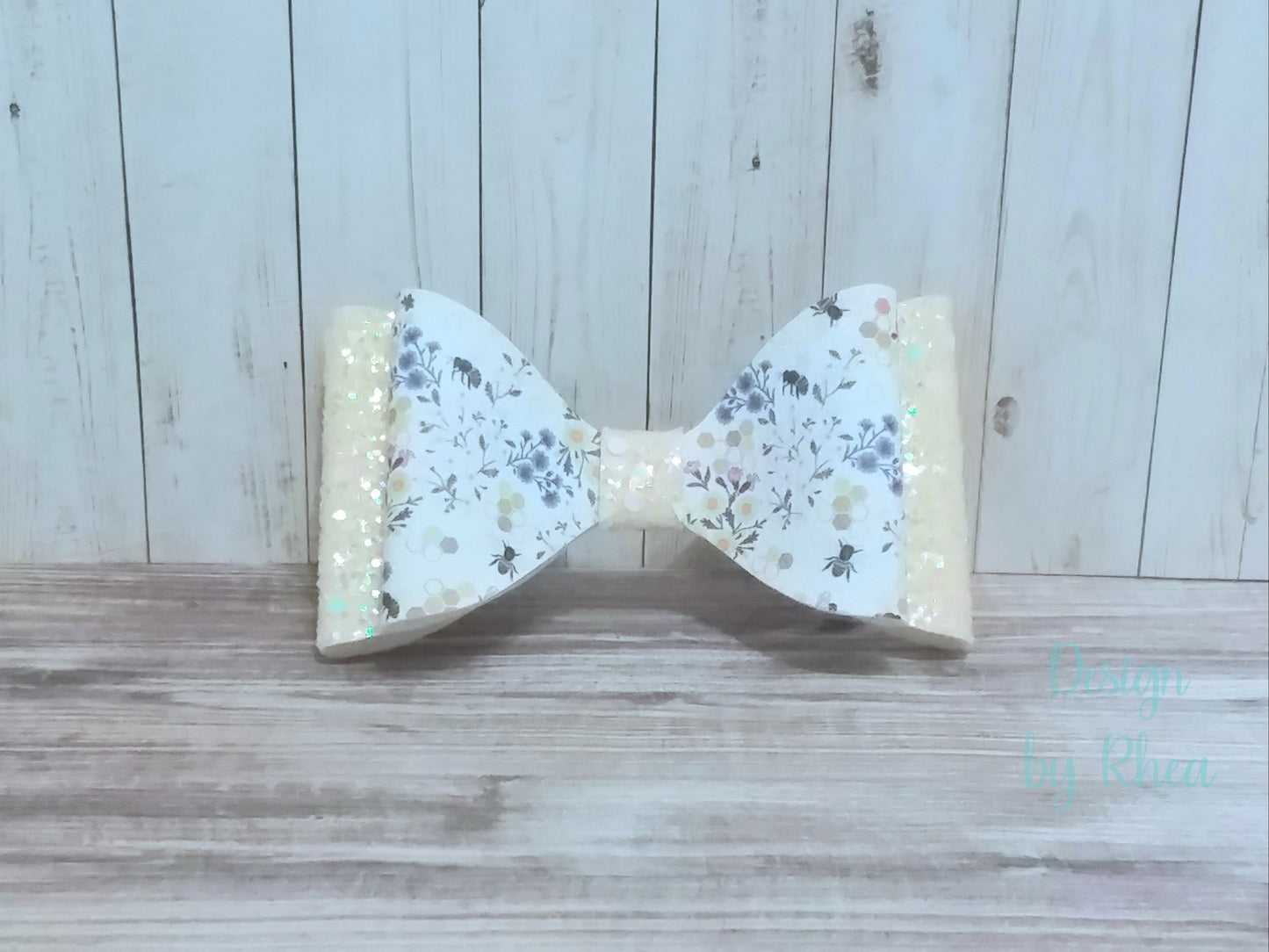 Bee Wild, Flowers Faux Leather Hair Bow