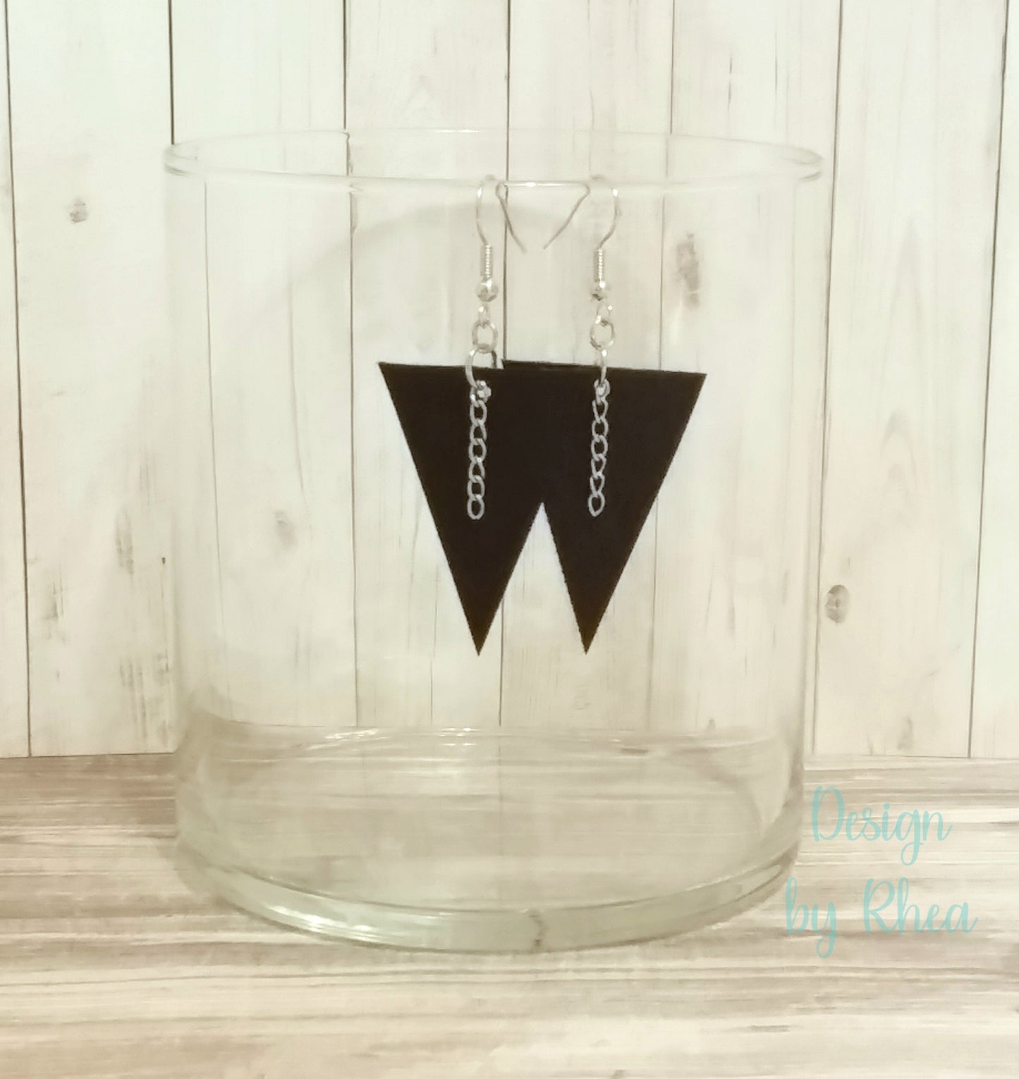 Faux Leather Triangle Drop Earrings