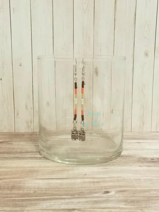 Owl Beaded Drop Earrings