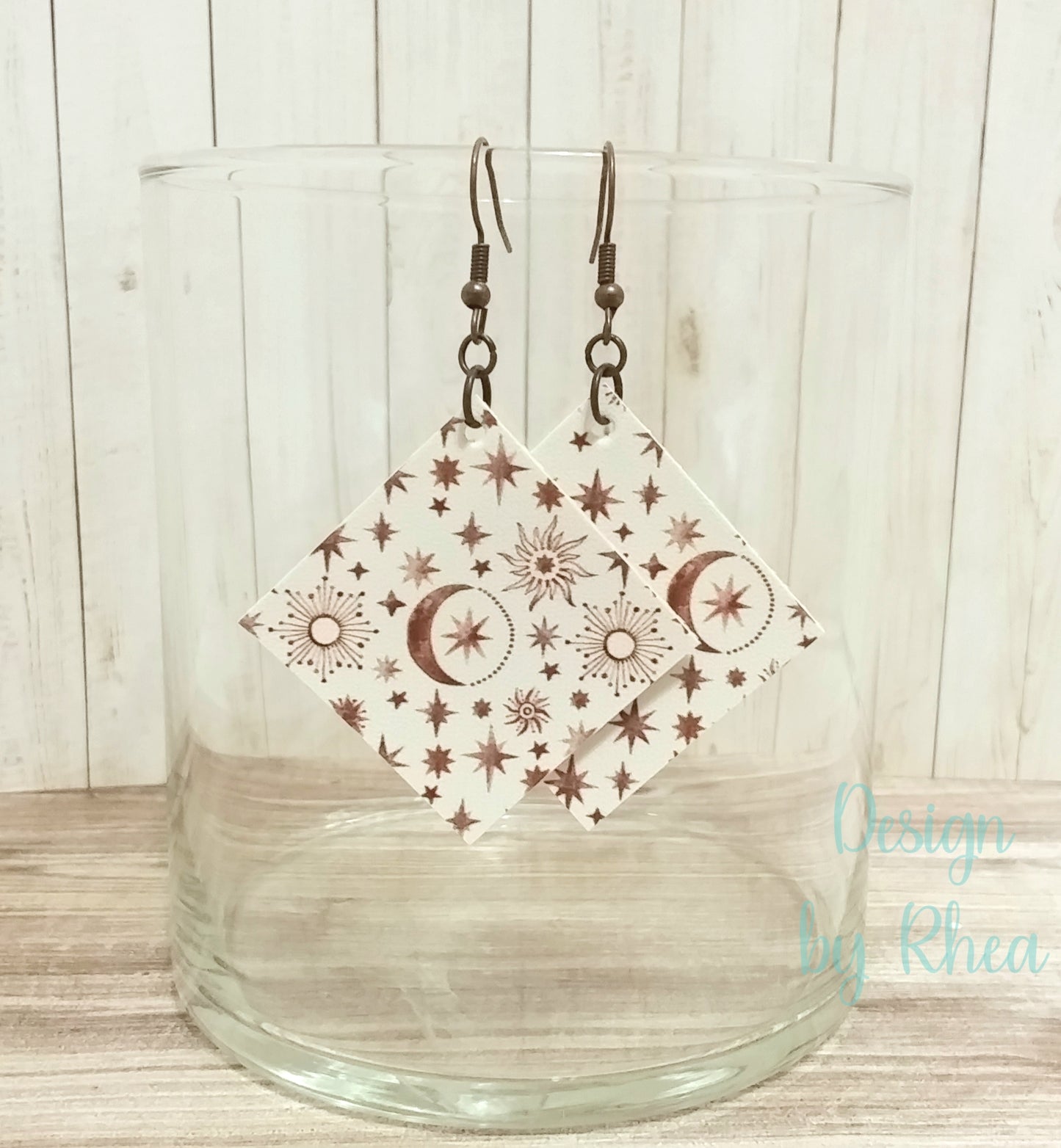 Faux Leather Diamond Drop Earrings