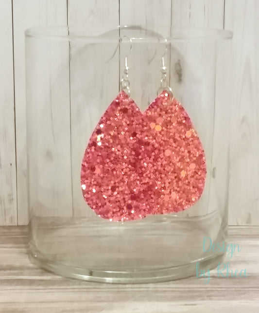 Chunky Glitter Faux Leather Teardrop Earrings