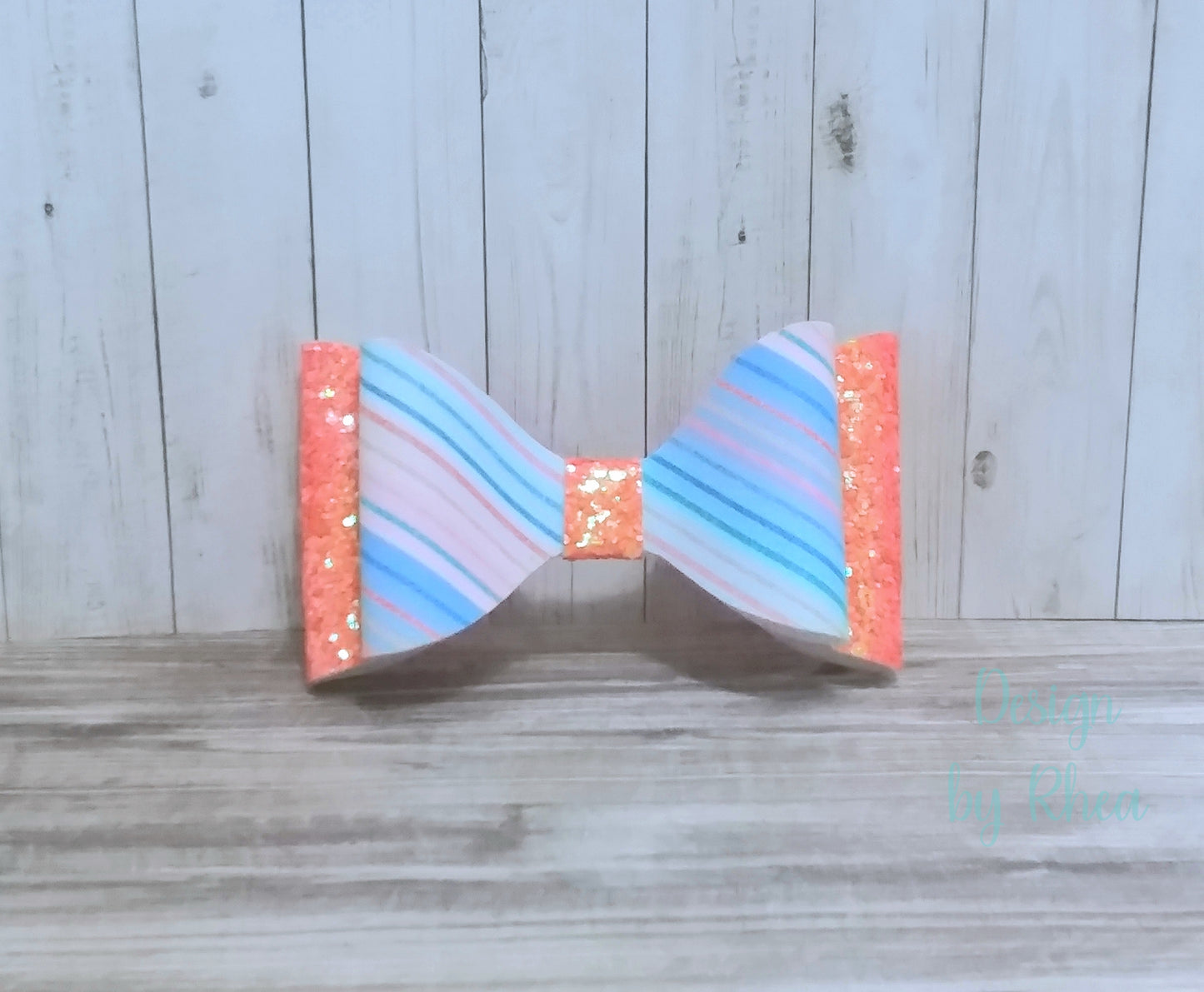 Citrus Rainbow Faux Leather Hair Bow