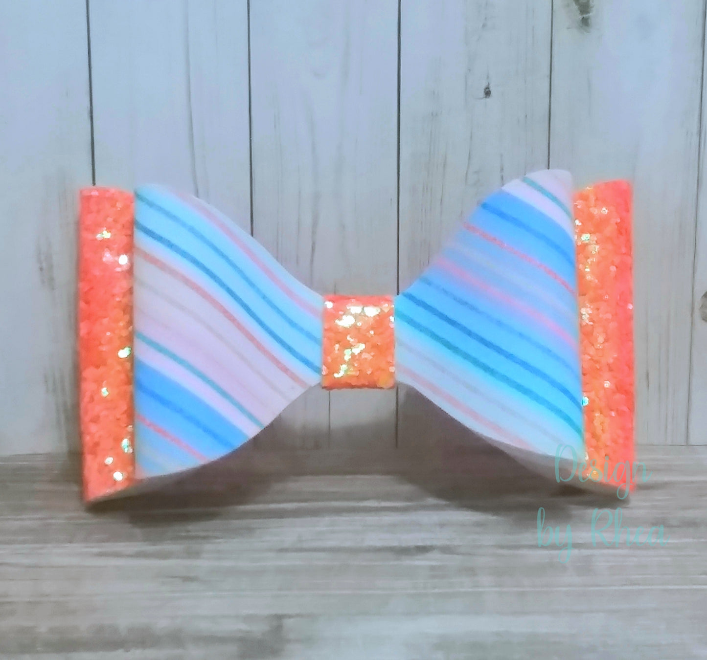 Citrus Rainbow Faux Leather Hair Bow