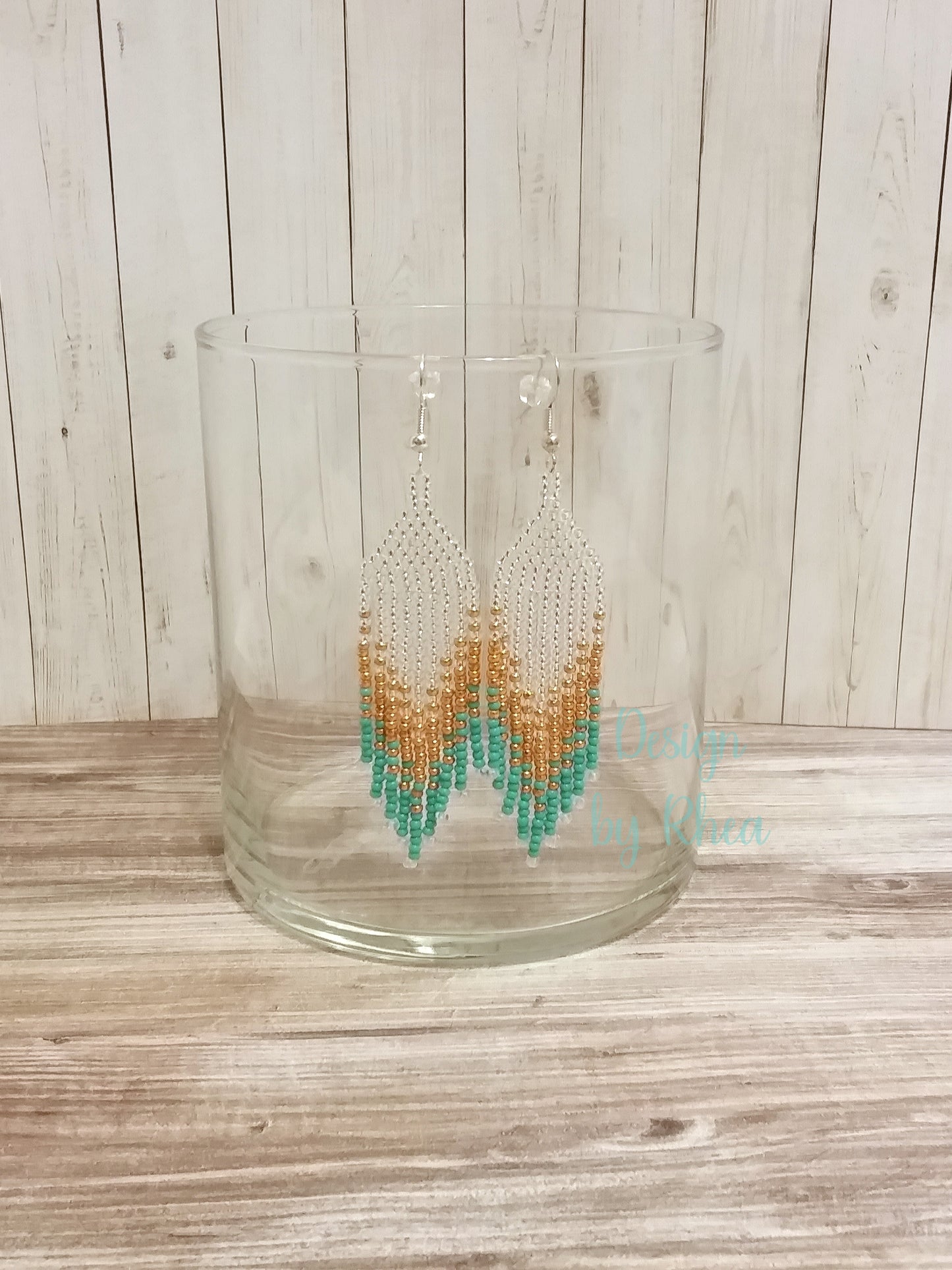 Copper and Turquoise Beaded Fringe Earrings