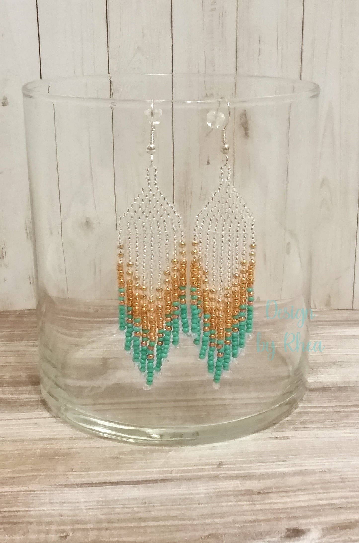 Copper and Turquoise Beaded Fringe Earrings