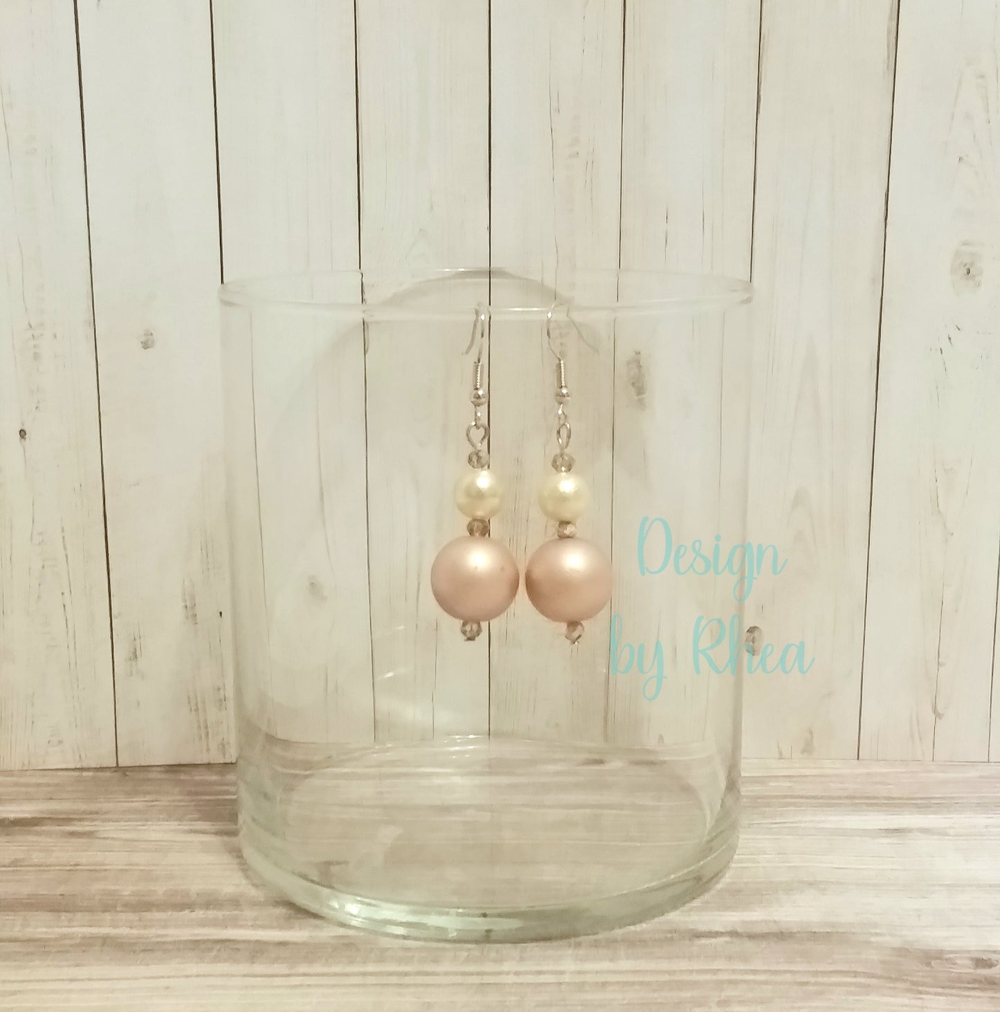 Cream and Beige Drop Pearl Earrings