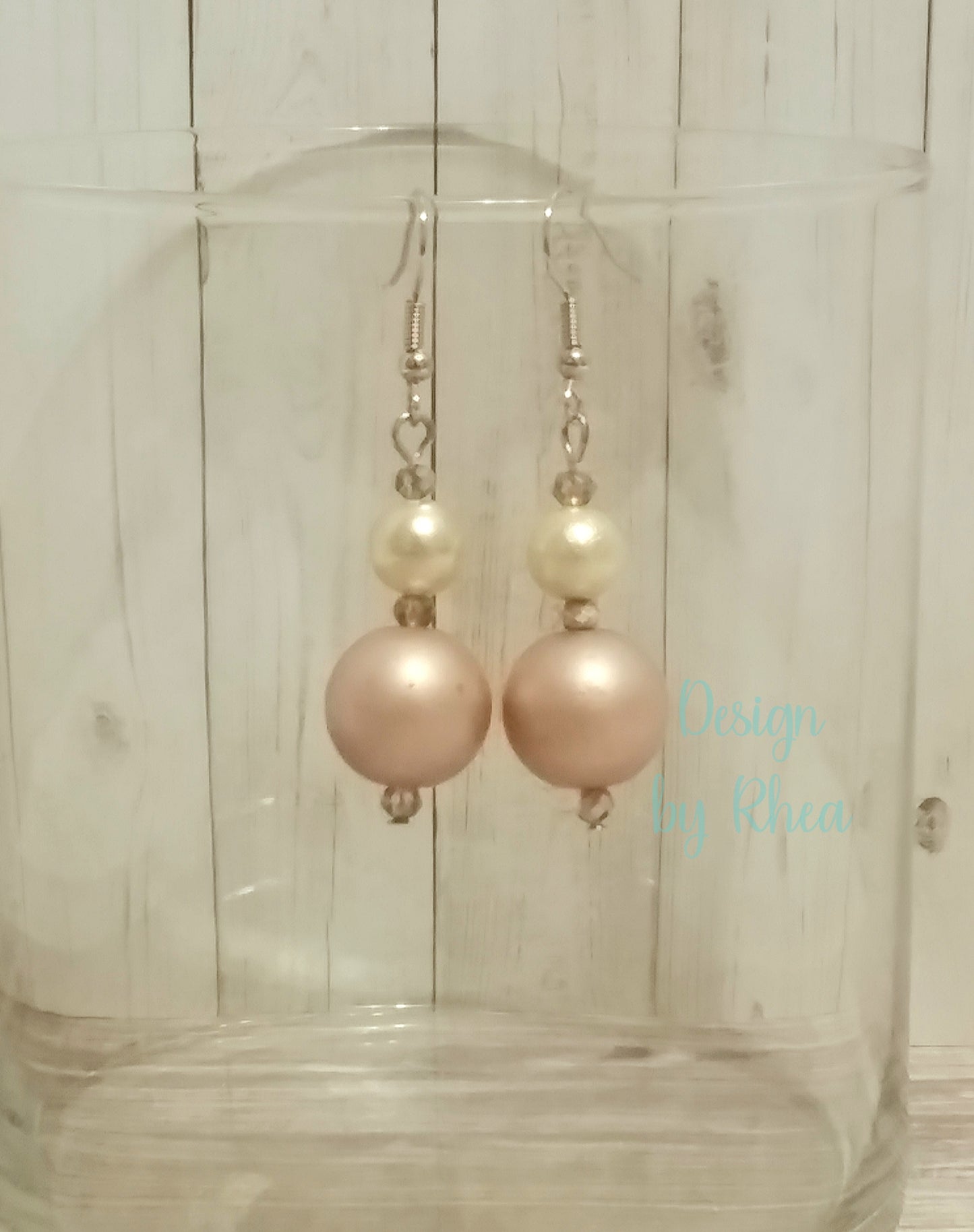 Cream and Beige Drop Pearl Earrings