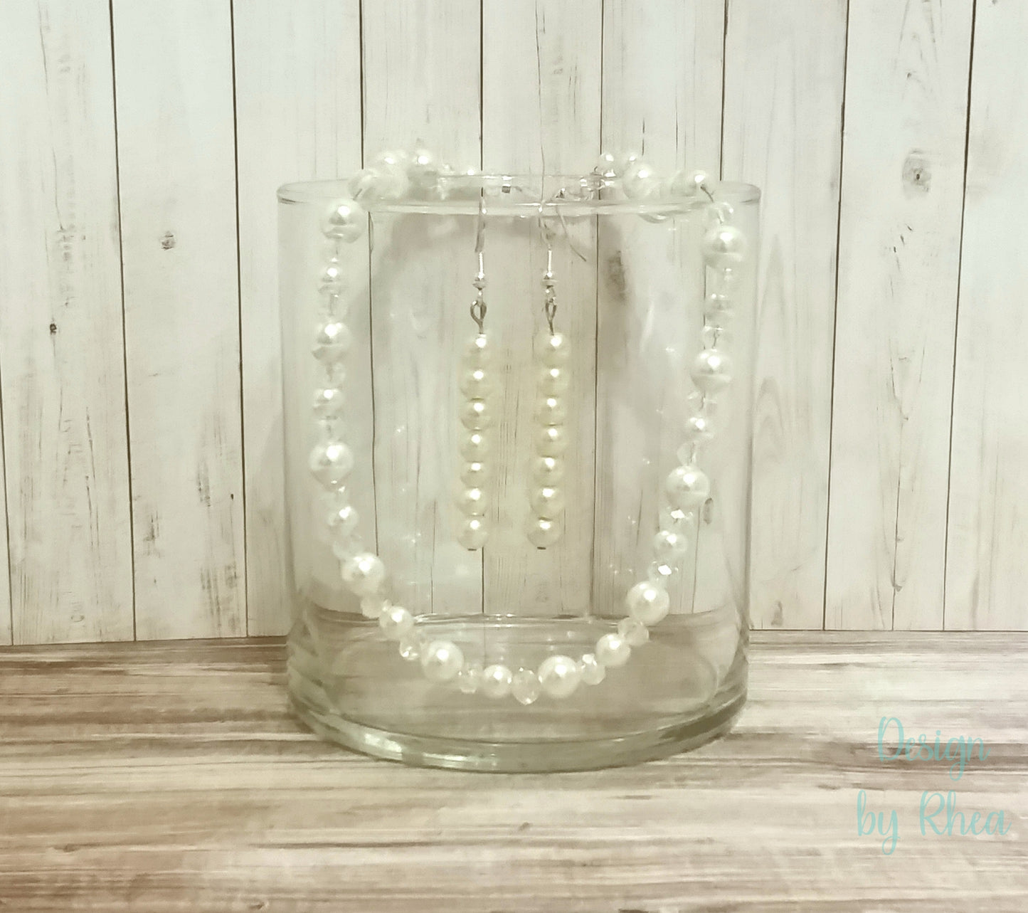 Crystal Pearl Necklace and Earring Set