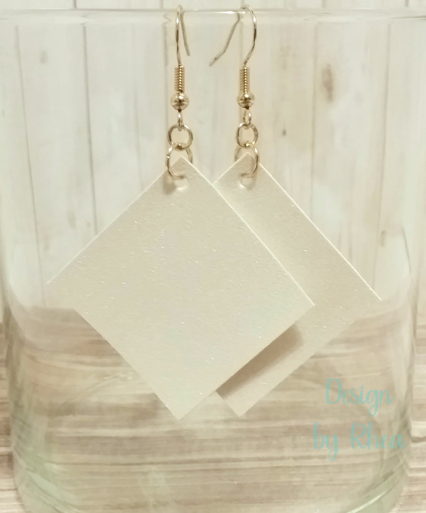 Faux Leather Diamond Drop Earrings