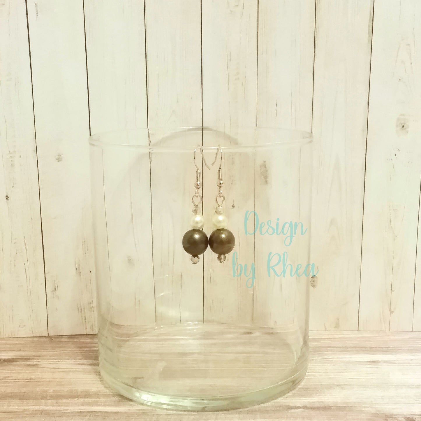 Ivory and Olive Faux Pearl Drop Earrings