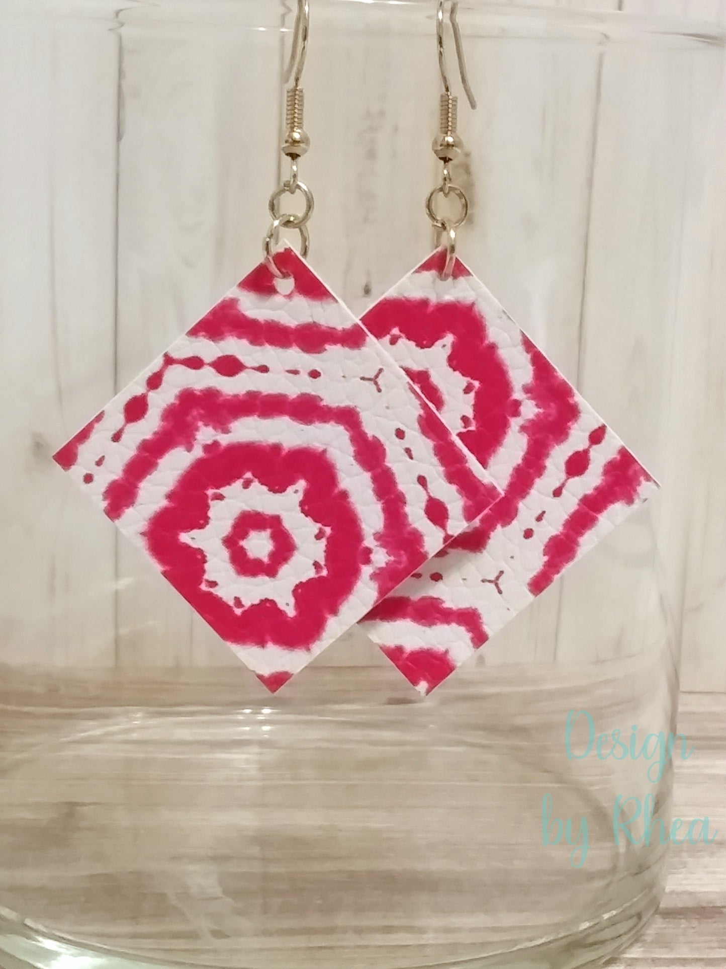 Faux Leather Diamond Drop Earrings
