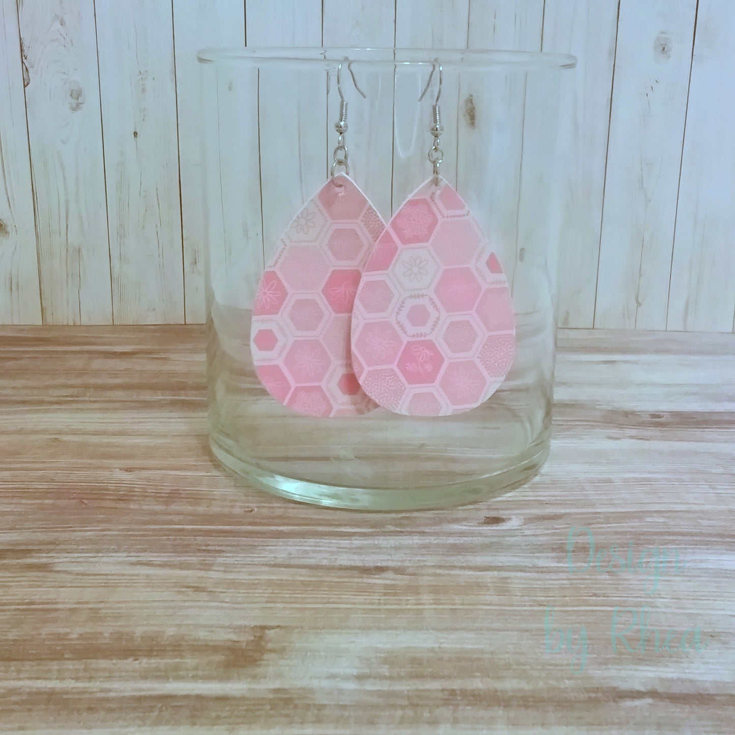 Patterned Faux Leather Teardrop Earrings