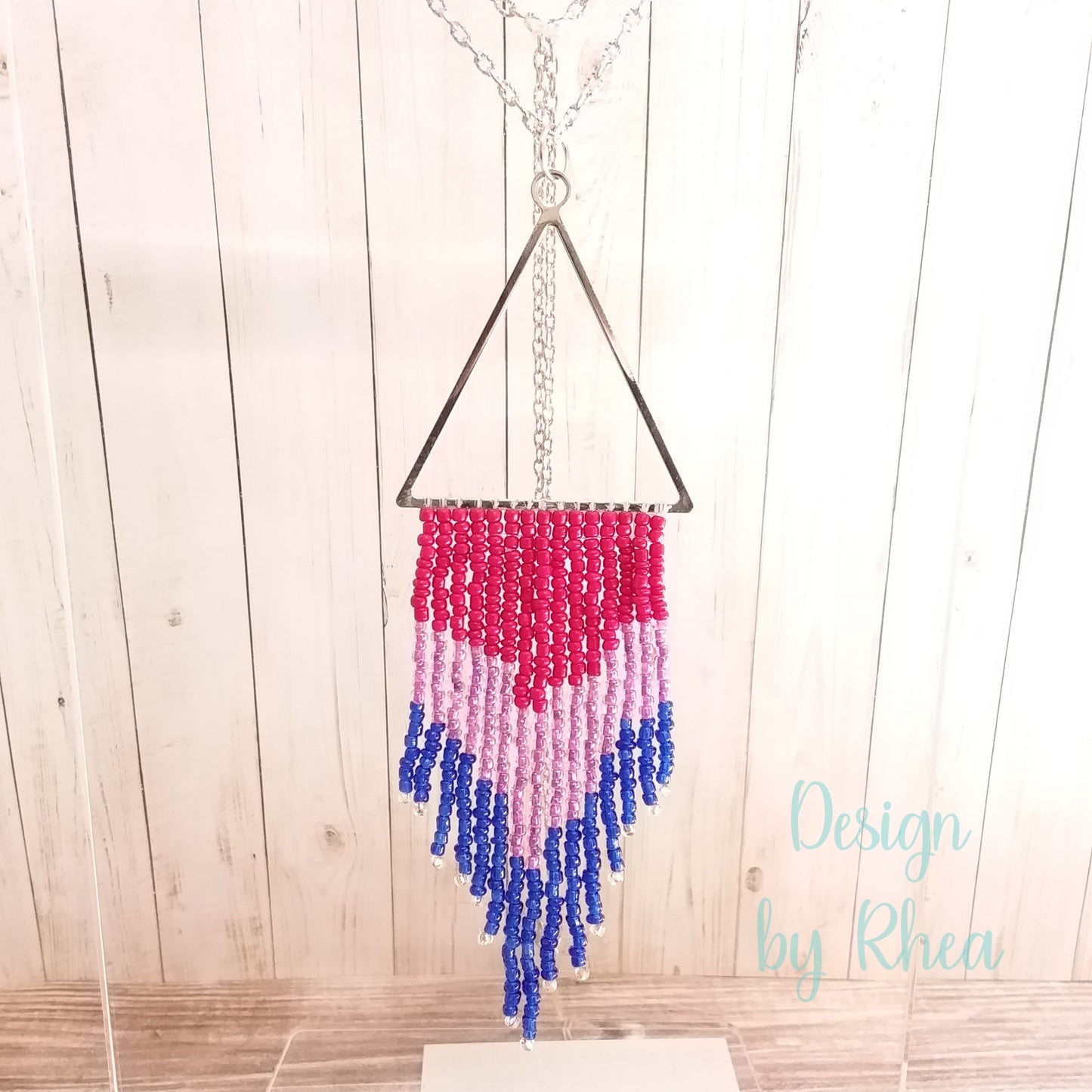 Pride Flag Seed Bead Fringe Statement Necklace