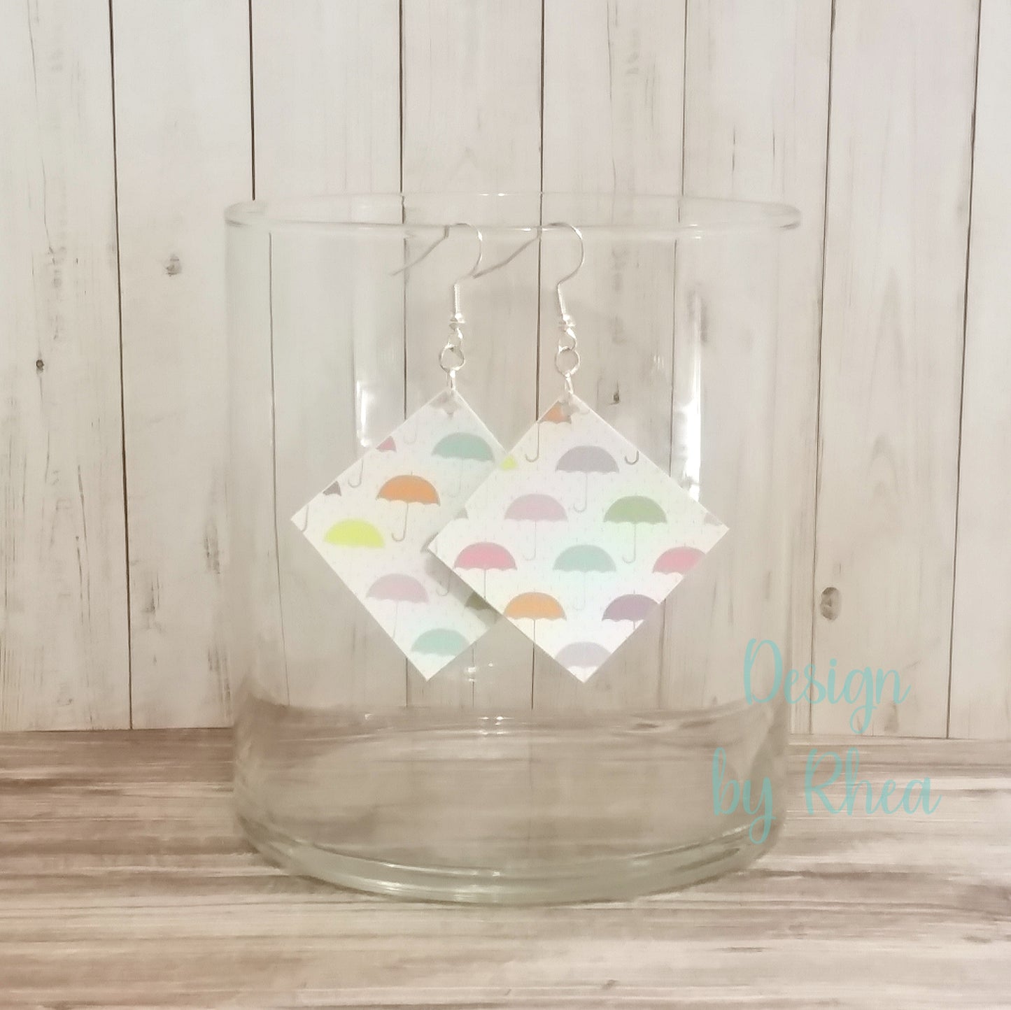 Pride Pastel Rainbow Umbrella Faux Leather Earrings