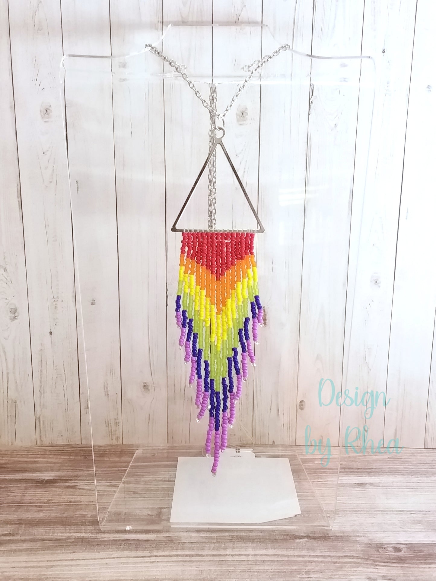 Pride Flag Seed Bead Fringe Statement Necklace