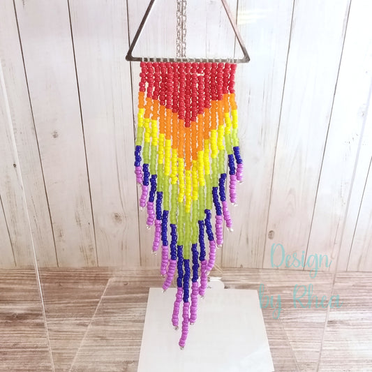Pride Flag Seed Bead Fringe Statement Necklace