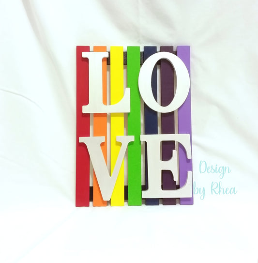 Pride "LOVE" Rainbow Wood Pallet Wall Decor
