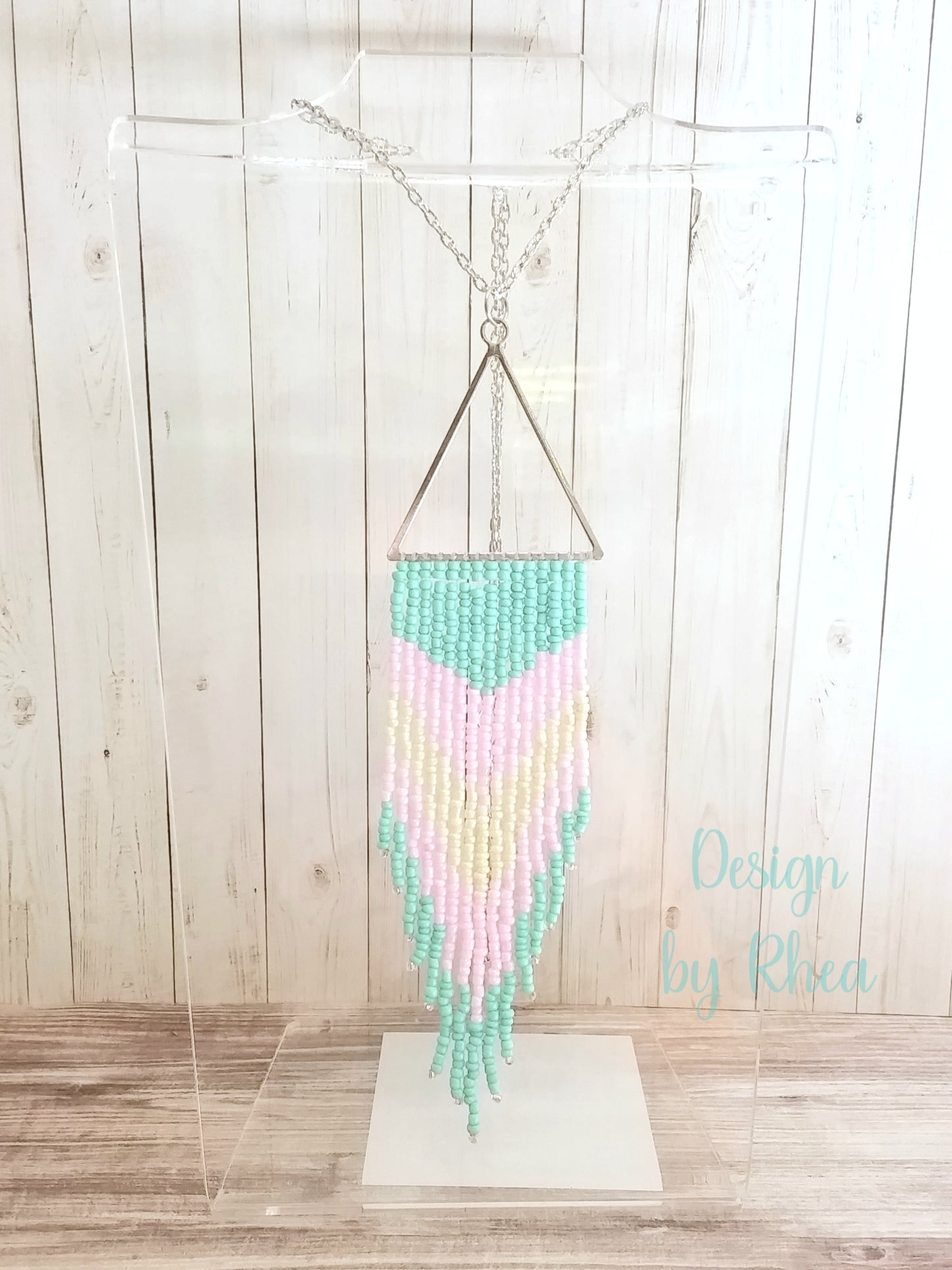 Pride Flag Seed Bead Fringe Statement Necklace