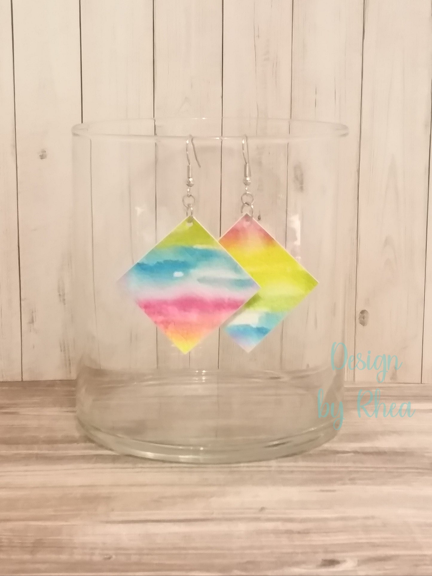 Pride Watercolor Rainbow Faux Leather Drop Earrings