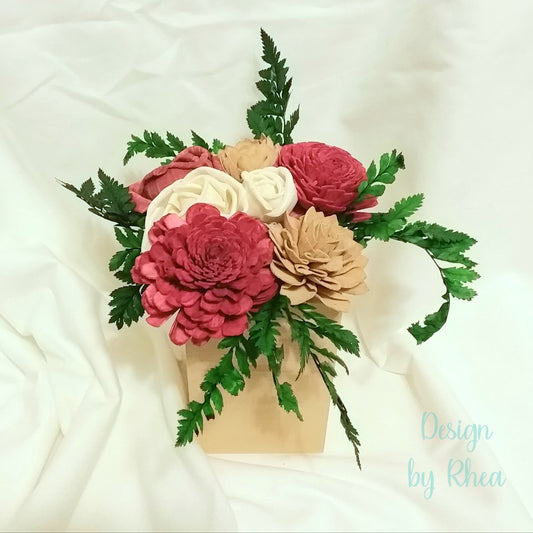 Raspberry Sands Wood Flower Centerpiece