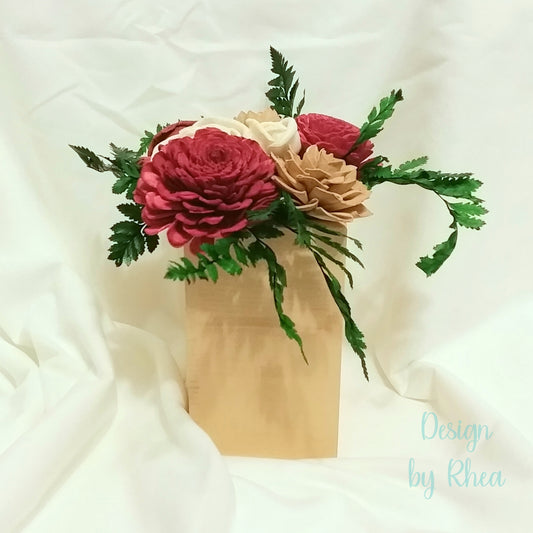 Raspberry Sands Wood Flower Centerpiece