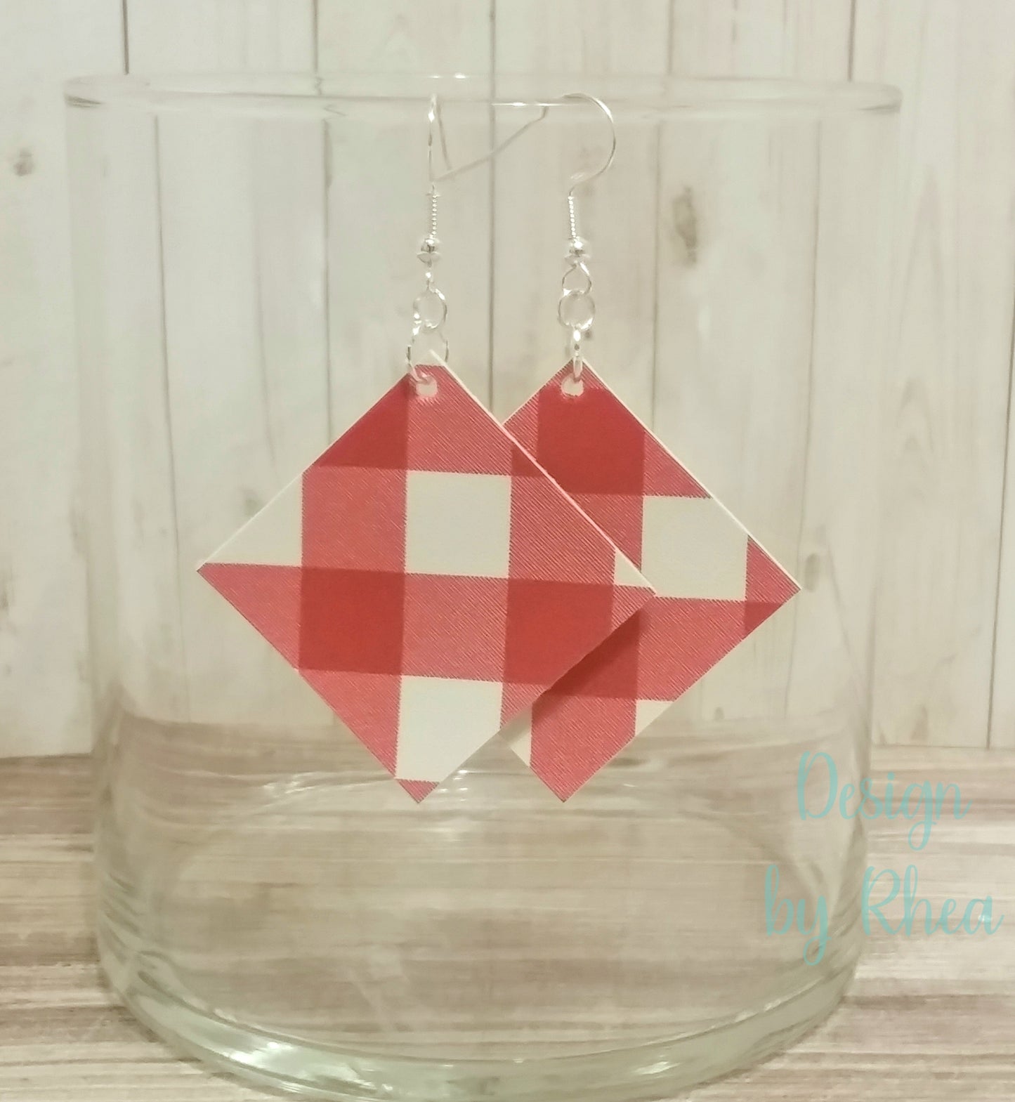 Faux Leather Diamond Drop Earrings