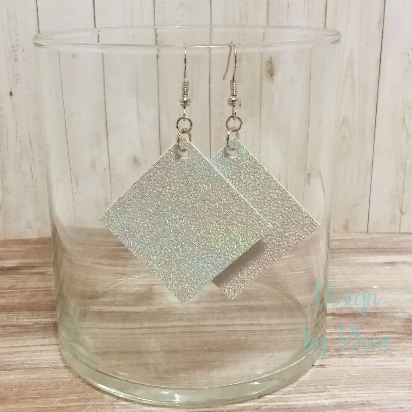 Faux Leather Diamond Drop Earrings