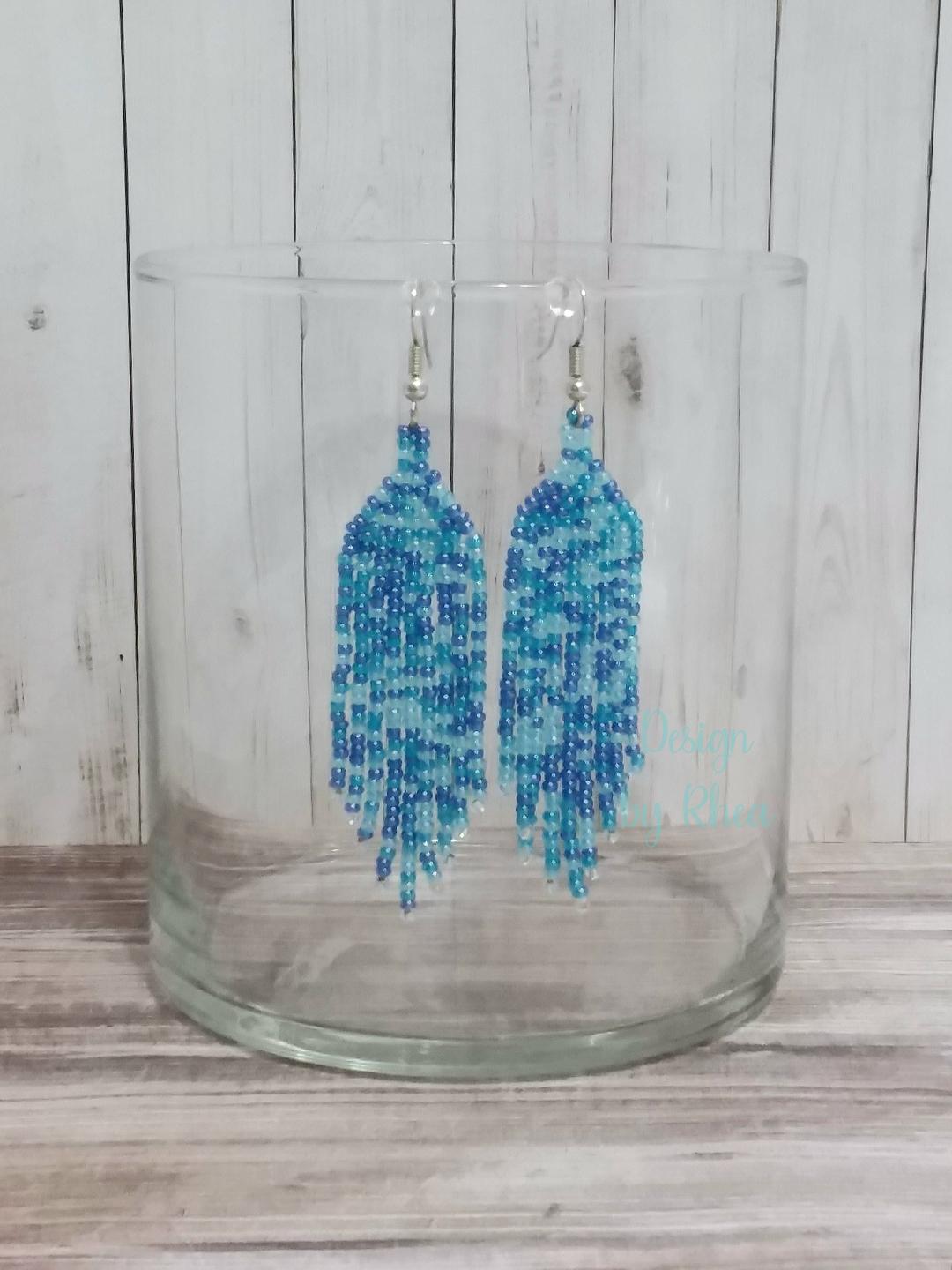 Blue Hues Beaded Fringe Earrings