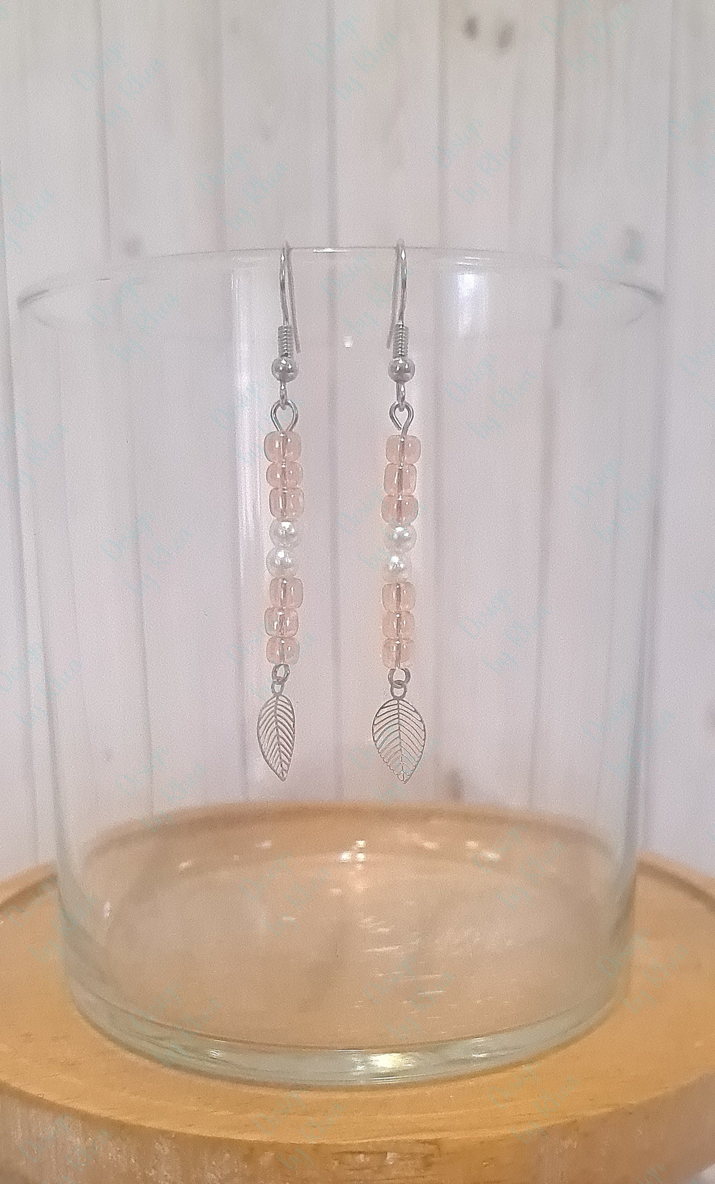 Leaf Charm Beaded Drop Earrings
