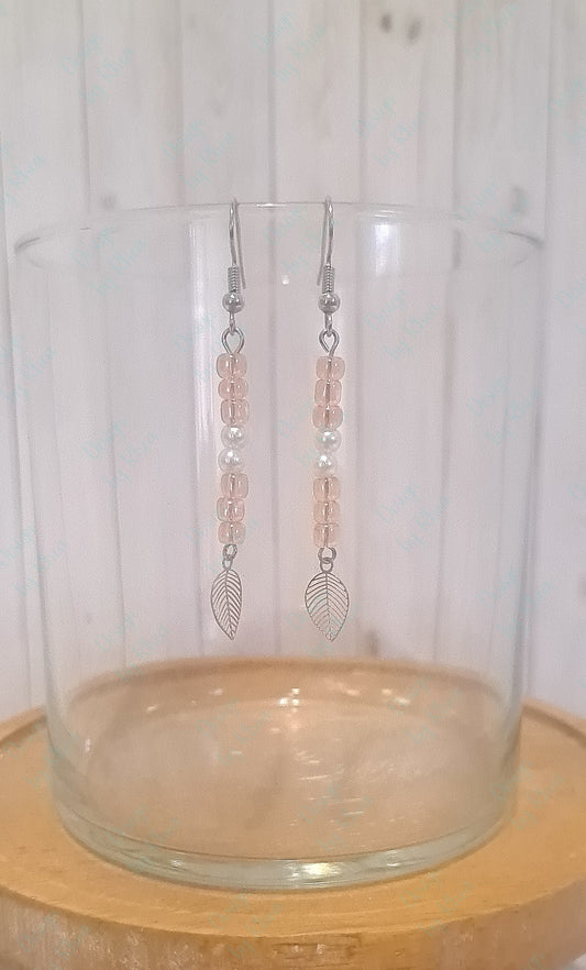 Leaf Charm Beaded Drop Earrings
