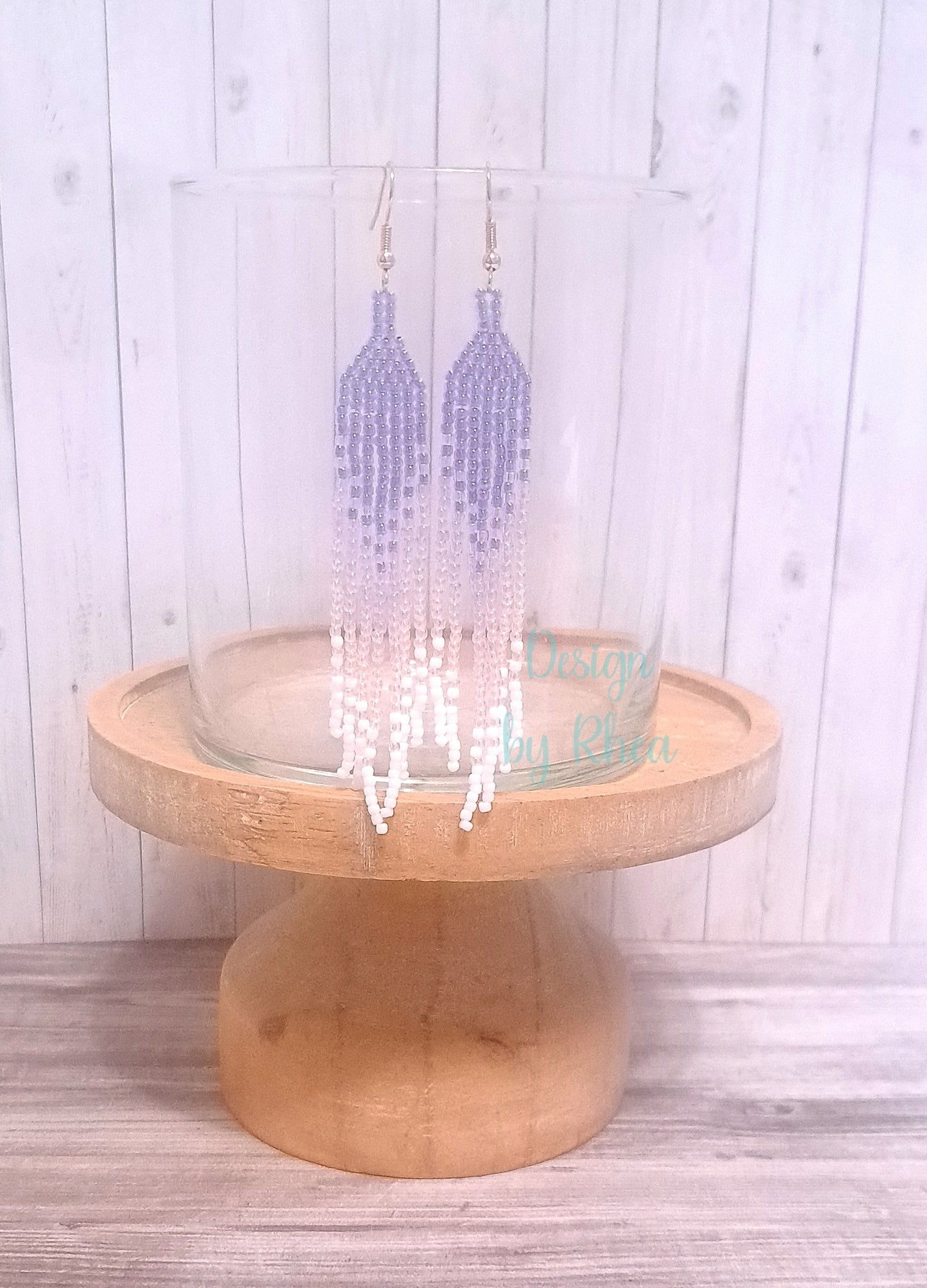 Lavender Gradient Beaded Fringe Earrings